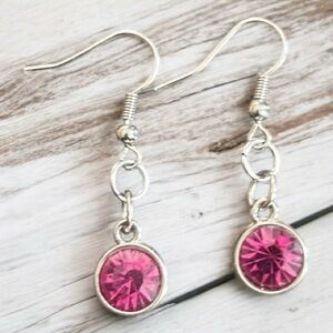 Pink Rhinestone Drop Earrings | Handmade | Nickel Free |  Pick Any 3 for $25